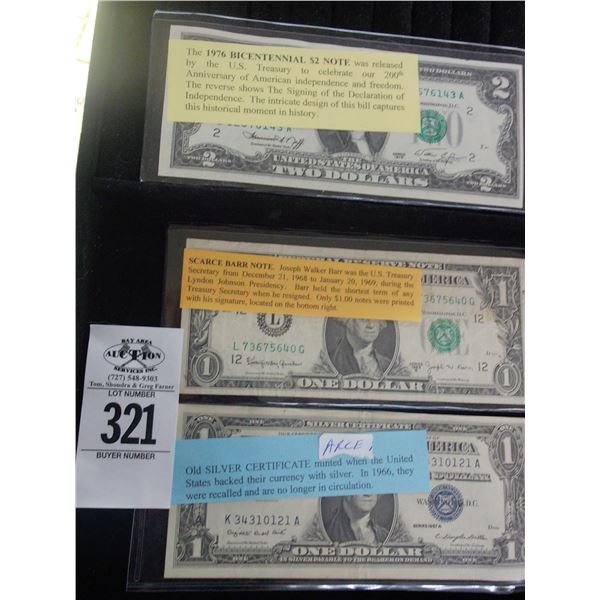 Bicentennial $2 Note, Barr Note, Old Silver Certificate