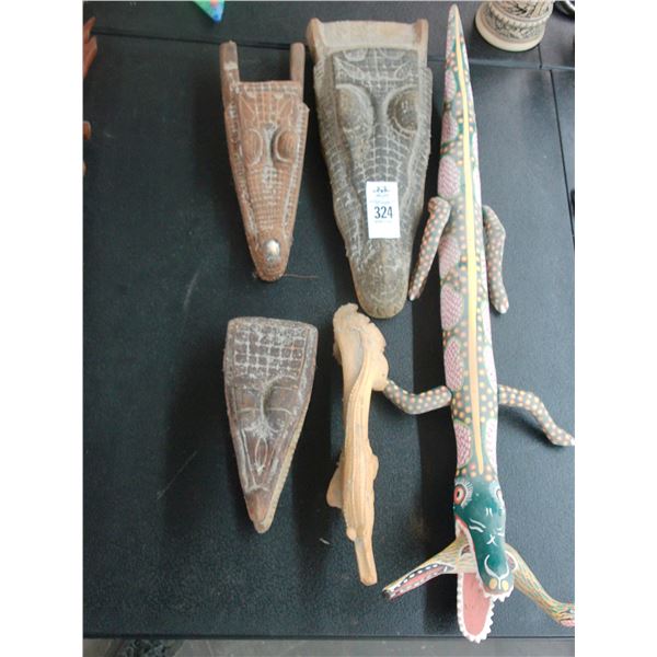 African Carved Alligator Décor - 5