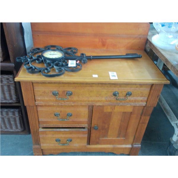 Vintage Burl Dry Wash Stand Cabinet