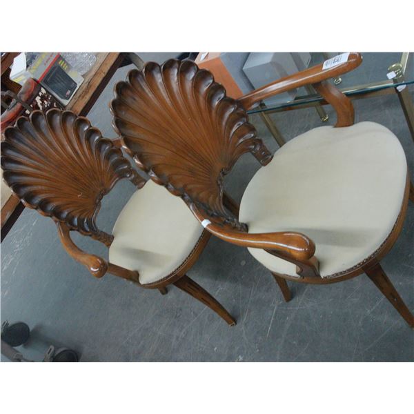 Padded Sea Shell Armchairs - Pair