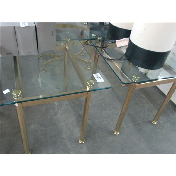 Brass w/Glasstop Coffee/End Tables - Set of 3