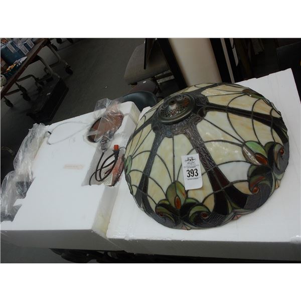 Ornate Leaded Glass Hanging Lamp - New