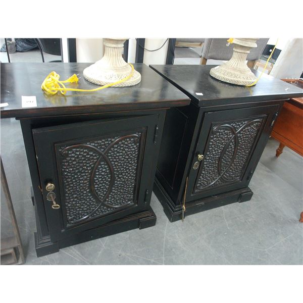 Dark Oak Decorator Cabinet w/Skeleton Keys - Pair