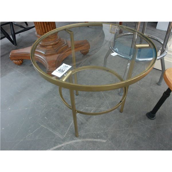 Gold Glasstop Round End Table