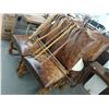 Image 1 : Ornately Carved Base Button Trim Leather Dining Chairs - Set of 4