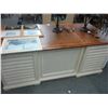 Image 2 : Distressed Beige w/Oak Top Leather Inlay Desk