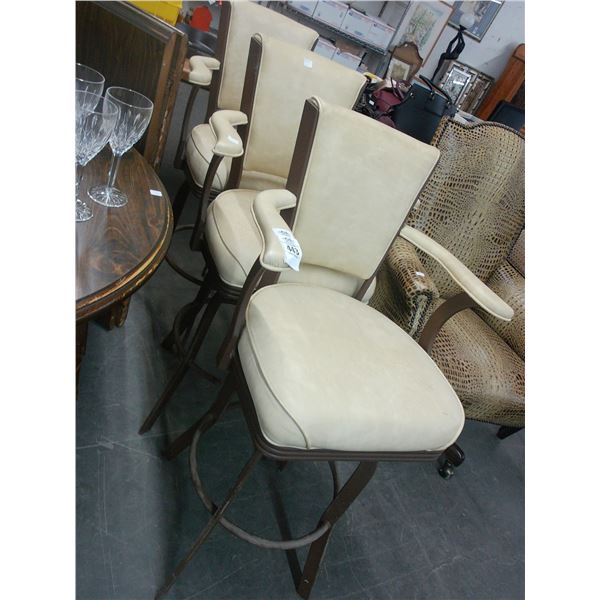 Metal Base Vinyl Padded Swivel Patio Arm Stools - Set of 3