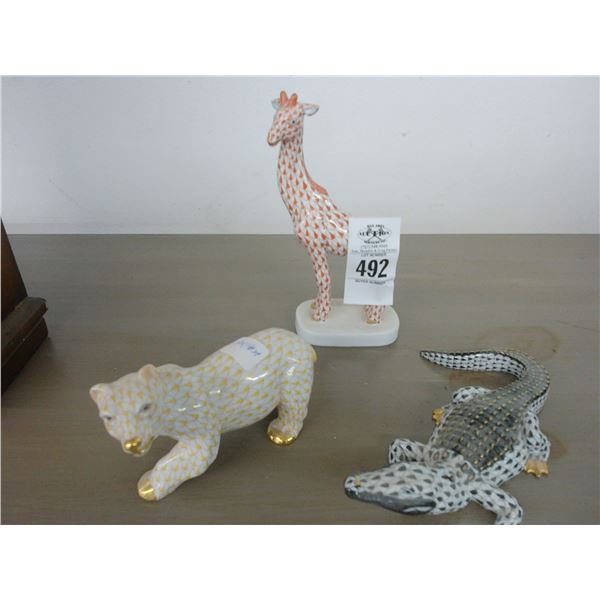Heerden Hungarian Gator/Giraffe/Bear Porcelain Figurines - 3