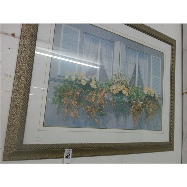 Framed Floral Window Scene Signed Ramonello - 40  X  48