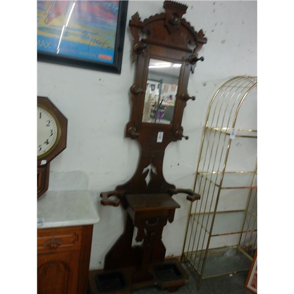 Ornate Carved Mahogany Hall Tree