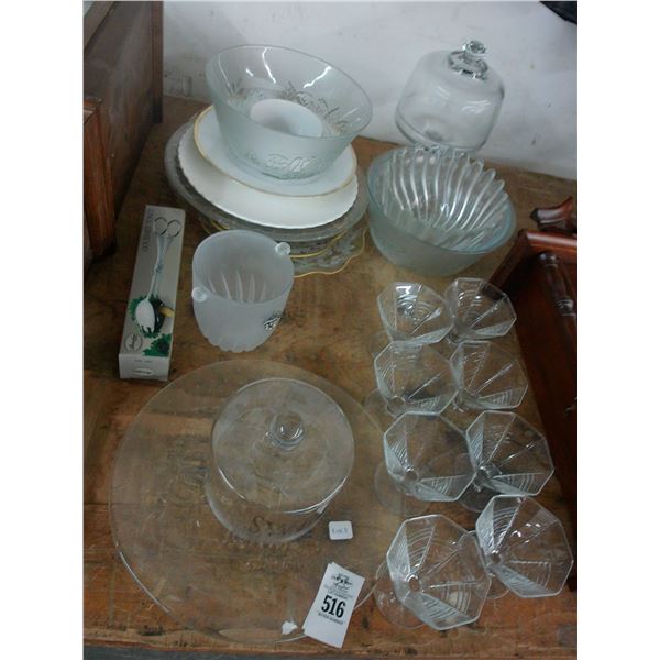 Tongs, Martini Stems, Ornate Serving Trays/Bowls
