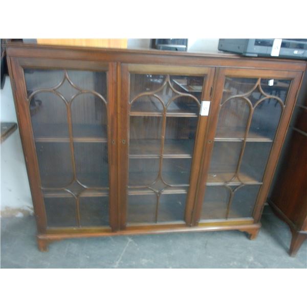Mahogany Glass Door Footed Cabinet