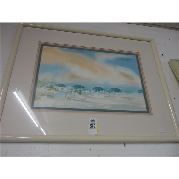 Framed Watercolor Beach Scene -  30  X  36
