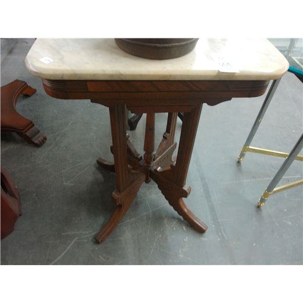 Carved Mission Marble Top Hall Table