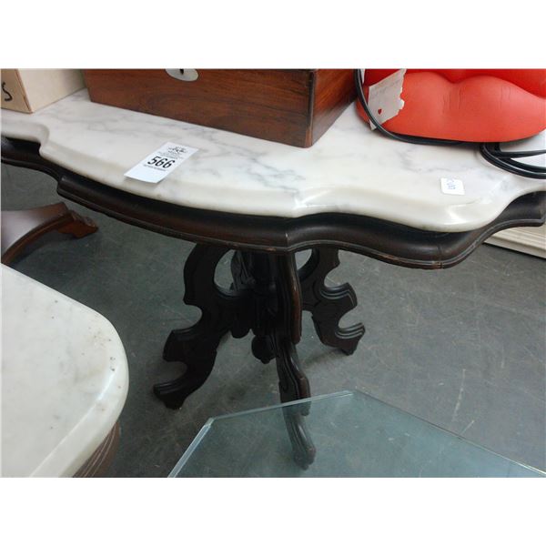 Dark Mahogany Marble Top Hall Table