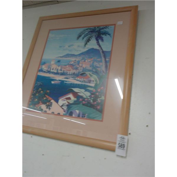 Framed Colorful Med Sea Scape - 20  X  30