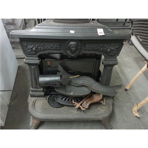 Cast Iron Stove w/Electric Fireplace Inset