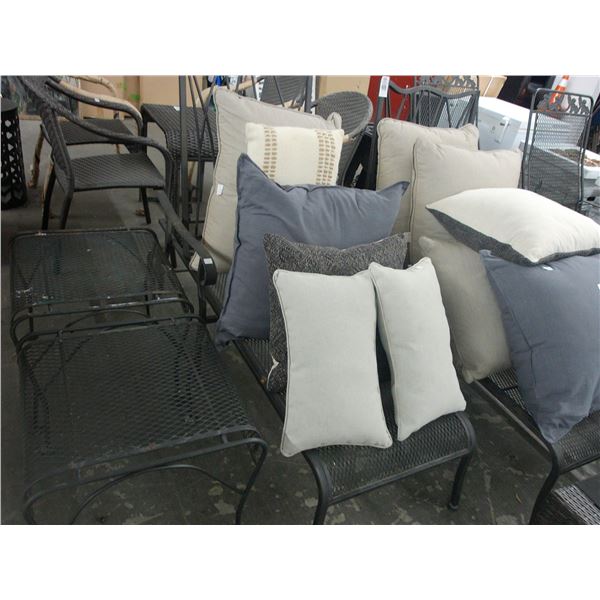 Iron Rolling Patio Chaise Loungers w/End Tables - Pair - 4 Pc. Set