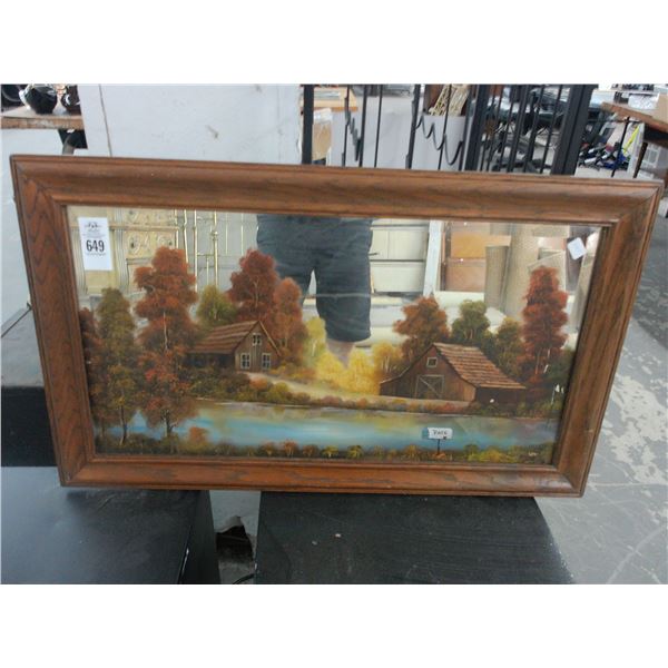 Farm Motif Framed Mirror - 18  X  30  - No Shipping