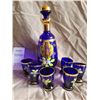 Image 2 : Vintage Cobolt Blue Decanter Set A