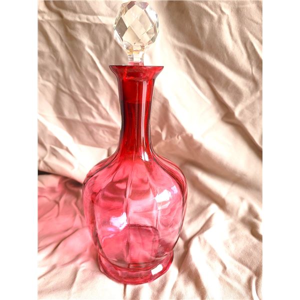 Cranberry Glass Decanter A