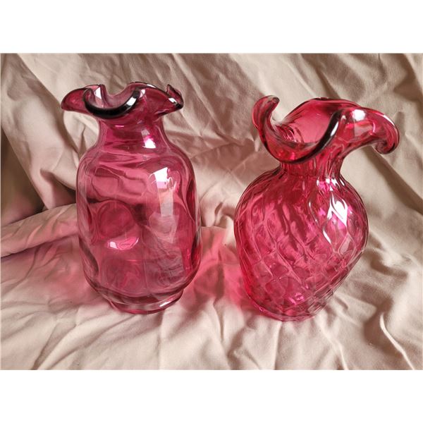 Cranberry Glass Vases A