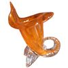 Image 1 : Vintage Mirano Style Cornucopia Orange to clear glass vase. 5x5x8" Pickup at 9 am