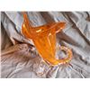 Image 3 : Vintage Mirano Style Cornucopia Orange to clear glass vase. 5x5x8" Pickup at 9 am