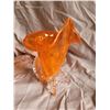 Image 4 : Vintage Mirano Style Cornucopia Orange to clear glass vase. 5x5x8" Pickup at 9 am