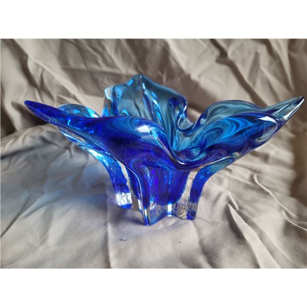 Petal Shaped Blue Art Glass A
