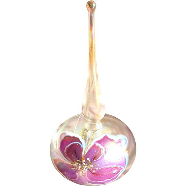 Signed Mt St. Helens Art Glass Perfume Bottle A