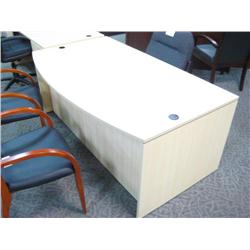 Maple Bow Front Double Pedestal Desk
