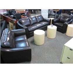 Dark Brown Bicast Leather 3 Piece Sofa Set