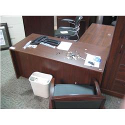Dark Cherry L-Shaped Executive Desk