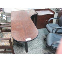 Dark Cherry L-Shaped Desk With Side