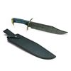 Image 1 : Fixed 10 1/2" Damascus Blade Bowie Knife with Leather Sheath