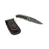 Image 1 : Folding 3.5" Damascus Blade Knife with Leather Sheath