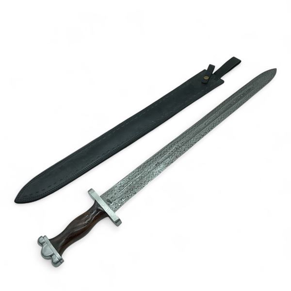 26" Damascus Blade Sword with Leather Sheath