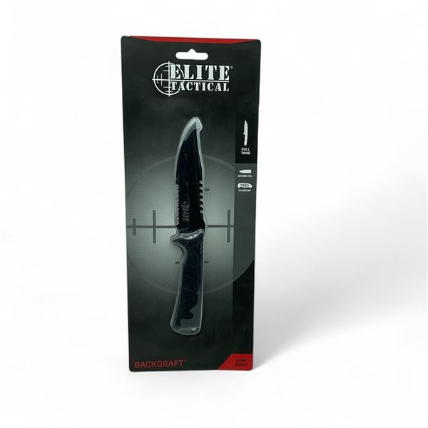 Elite Tactical Backdraft Fixed 5" Stainless Blade Knife with Sheath, New