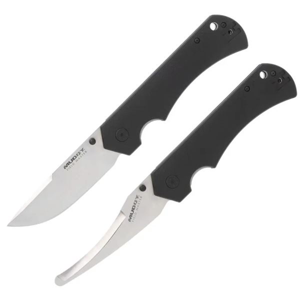 Muddy Field Master Hunting Knife Set, 3.9" Blade Gut Hook and 3.7" Drop Point Knife with Pouch, New