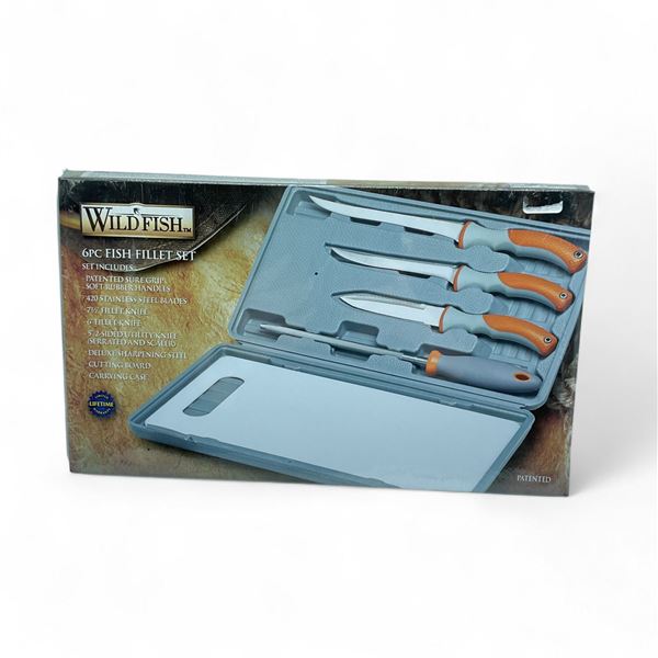 Wild Fish 6 Piece Fish Fillet Set with Carry Case, New