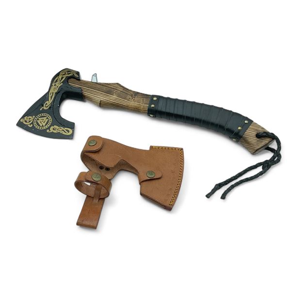Viking Axe, 4-1/2" Blade, 18-1/4" Total Length with Leather Sheath