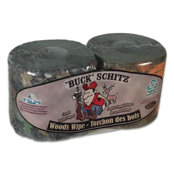 Rivers Edge "Buck" Schitz Woods Wipe, Camo Toilet Paper, 2 Pack, New