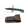 Image 1 : Folding 2-3/4" Damascus Blade Pocket Knife with Leather Pouch