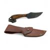 Image 1 : Fixed 3-3/4" Damascus Knife with Leather Sheath