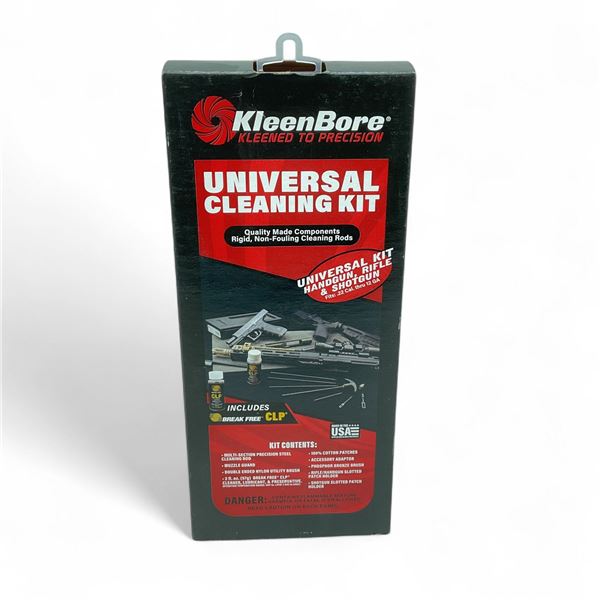 Kleenbore Universal 22 Cal- 12 Ga Handgun/ Rifle/ Shotgun Cleaning Kit, New