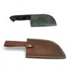 Image 1 : Fixed 7-1/4" Damascus Blade Cleaver with Leather Sheath