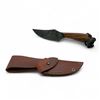 Image 1 : Fixed 3-1/2" Damascus Blade Knife with Leather Sheath