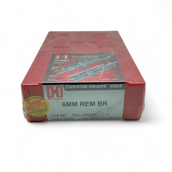 Hornady Custom Grade Reloading Dies, 6mm REM BR, 2 Die Set, Full Length, New