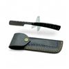 Image 1 : Folding 2-1/2" Damascus Blade Razor With Leather Pouch